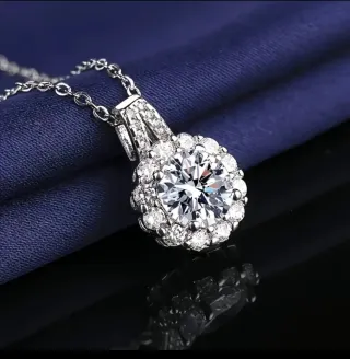 Collar Moissanita Plata de Ley Diseño Fino