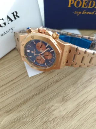 Reloj Poeagar Cronógrafo Azul Dorado