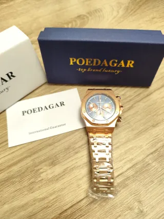 Reloj Poeagar Cronógrafo Azul Dorado