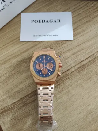 Reloj Poeagar Cronógrafo Azul Dorado