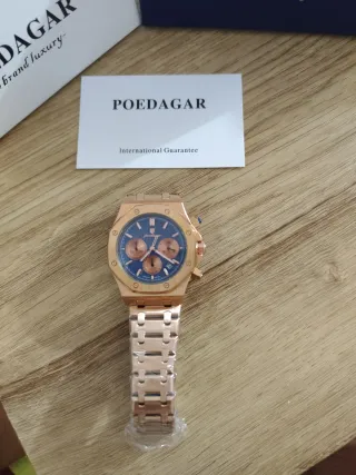 Reloj Poeagar Cronógrafo Azul Dorado