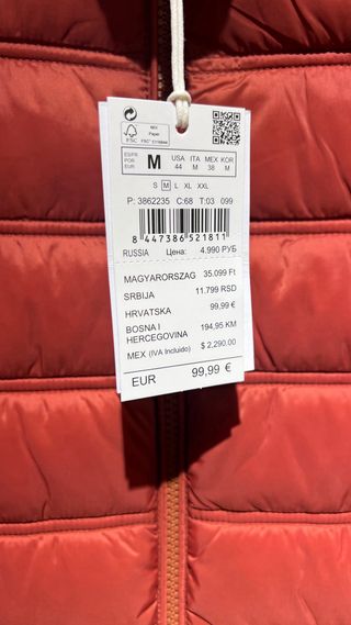 Chaleco Pedro del Hierro Talla M Rojo