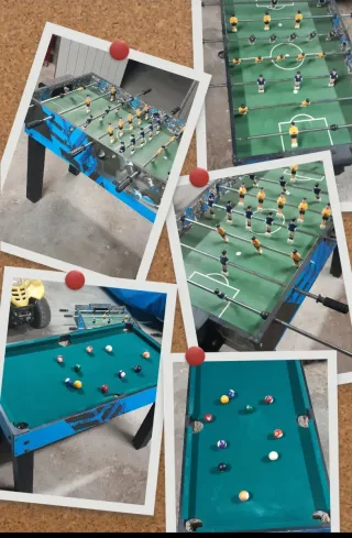 Futbolín y mesa de billar