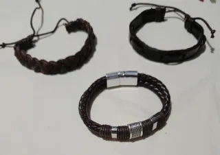 Lote 3 Pulseras Cuero Hombre
