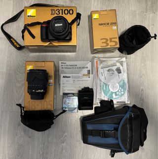 Cámara Nikon D3100 + Nikon 35mm y 18-105.Perfectos