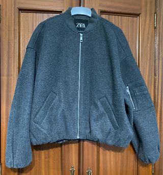 Chaqueta Bomber Zara Gris Talla M
