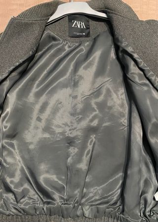 Chaqueta Bomber Zara Gris Talla M