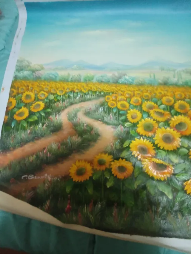 Pintura al óleo Campo de Girasoles