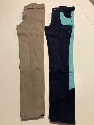 Pantalones Hípica Fouganza Talla 10 Beige/Azul