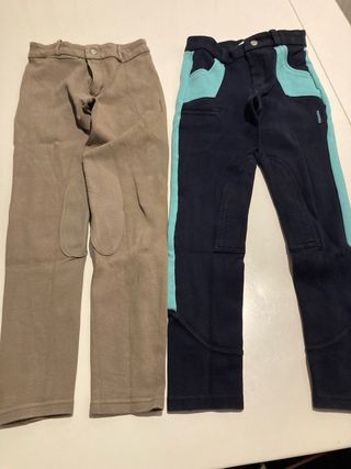 Pantalones Hípica Fouganza Talla 10 Beige/Azul
