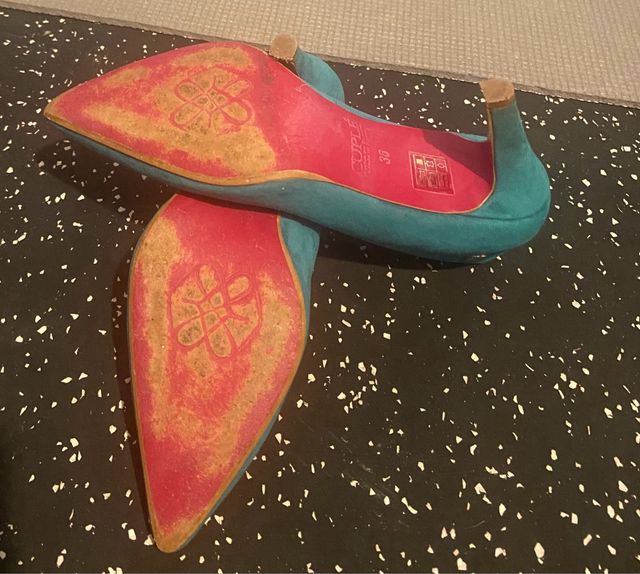 Zapatos de tacón mujer color verde azulado