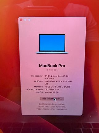 MacBook Pro 15 i7 1TB 16GB Plata batería nueva