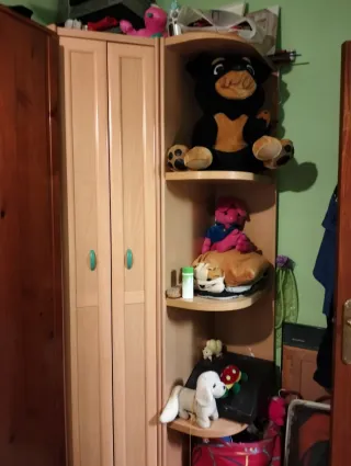 Armário de canto madeira e plástico