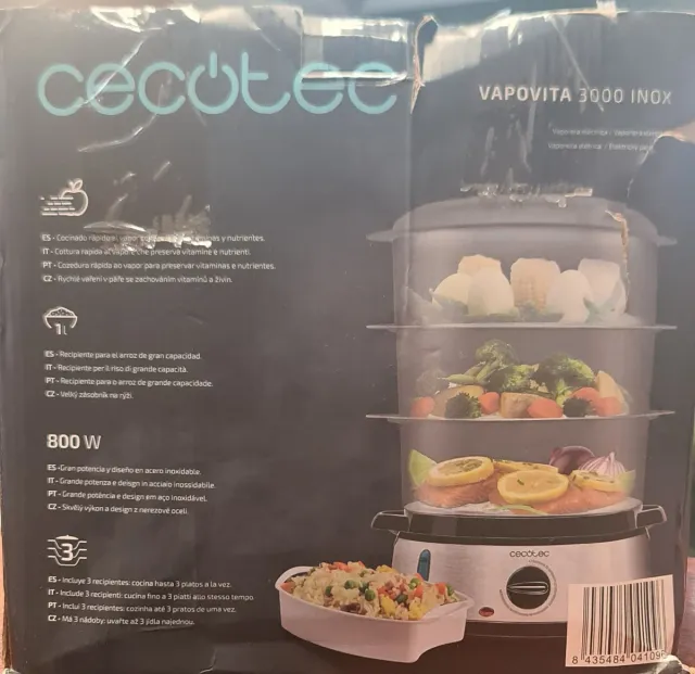 Cecotec Vaporera Eléctrica Vapovita 3000 Inox