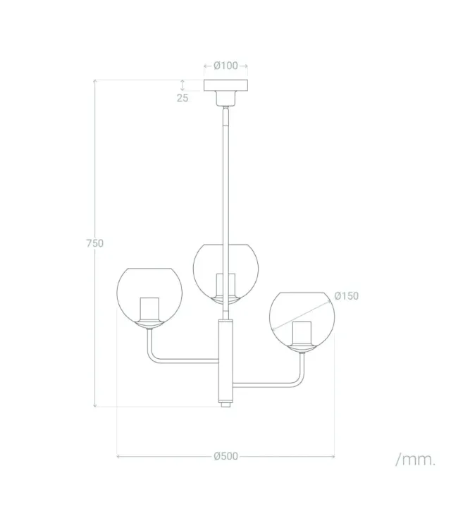 Lámpara colgante Tribubble Metal y Cristal