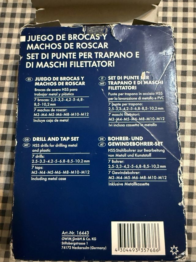 Set brocas y machos de roscar