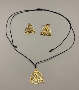 Conjunto collar y pendientes nudo celta acero inox