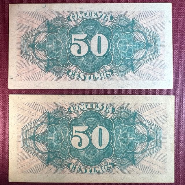 Billetes correlativos50 céntimos 1937 Rep.Española