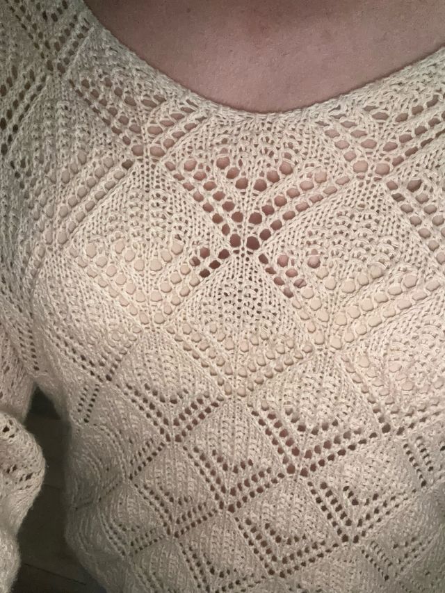 Jersey de punto calado beige