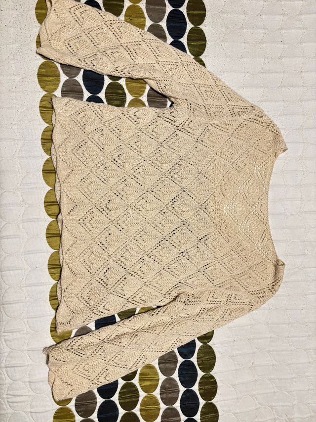 Jersey de punto calado beige