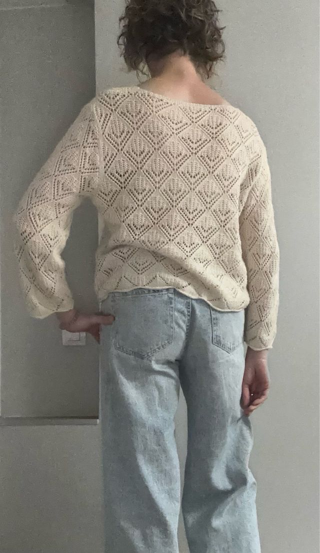 Jersey de punto calado beige