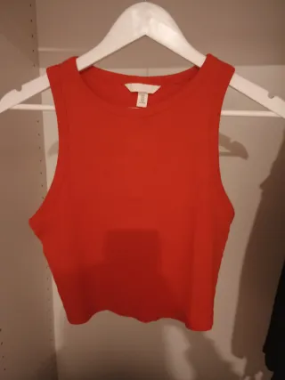 Camiseta sin mangas H&M Talla L Roja