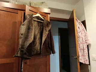 Abrigo marrón con cuello de pelo