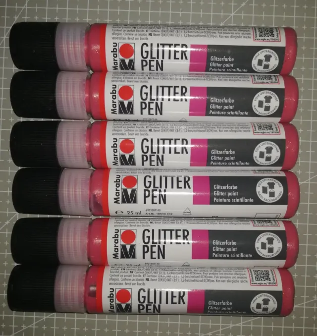 6 bolígrafos Marabu Glitter 25ml 538 Rubí