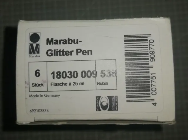 6 bolígrafos Marabu Glitter 25ml 538 Rubí