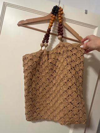 Bolso Zara Verano Abalorios Marrón