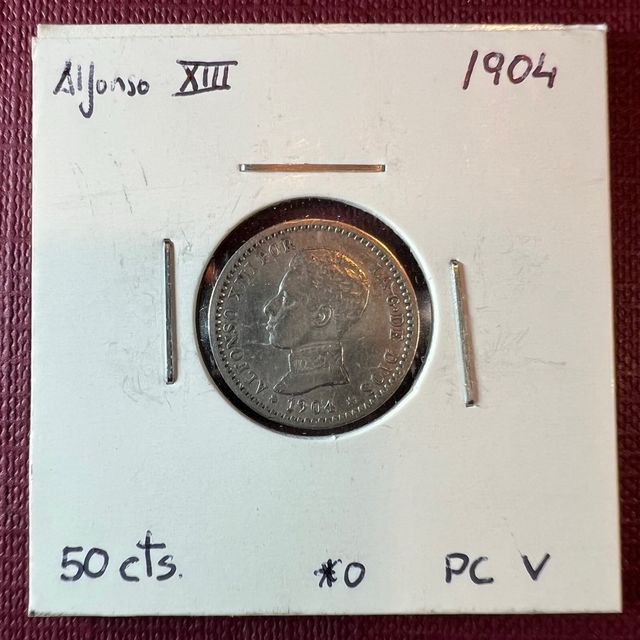 Moneda 50 céntimos Alfonso XIII 1904 Estrella 0