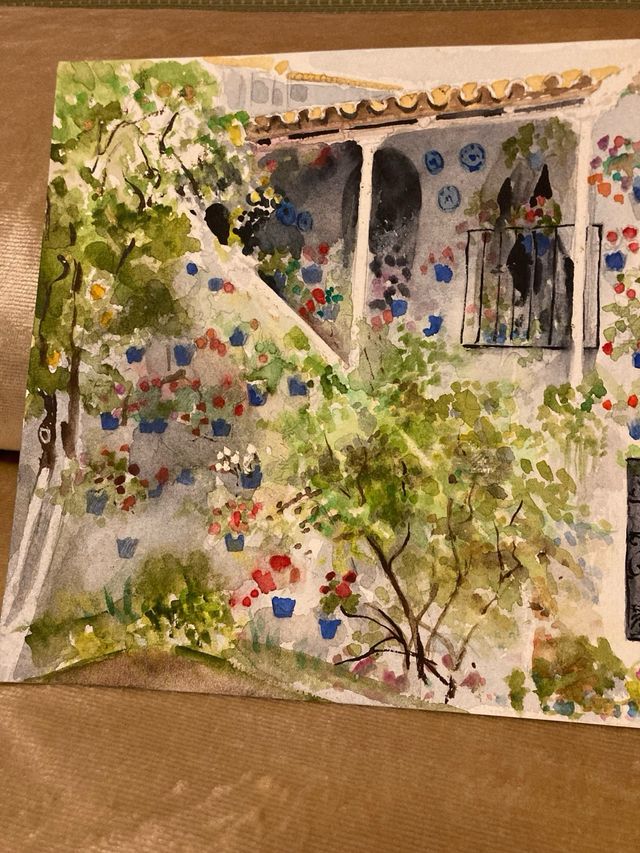 Acuarela Patio Cordobés J. Cuello