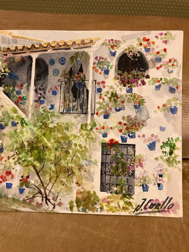 Acuarela Patio Cordobés J. Cuello