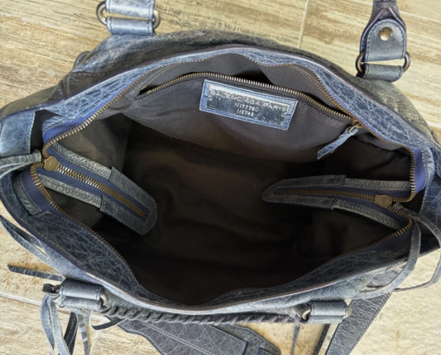 Borsa Balenciaga Pelle Blu Grigio