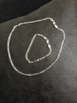 Conjunto Cadena 45cm y Pulsera 20cm Plata