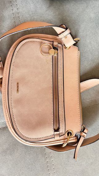 Bolso bandolera beige y rosa