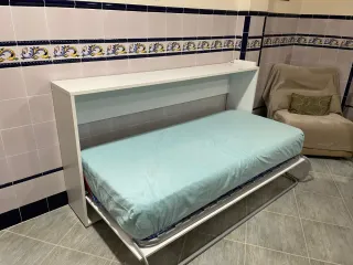 Cama abatible horizontal blanca con o sin colchon
