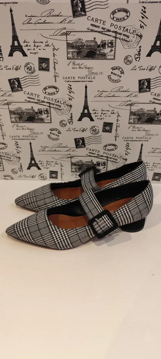 Sapatos de ponta com estampa xadrez