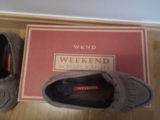 Zapatos tacón ante beige/marrón