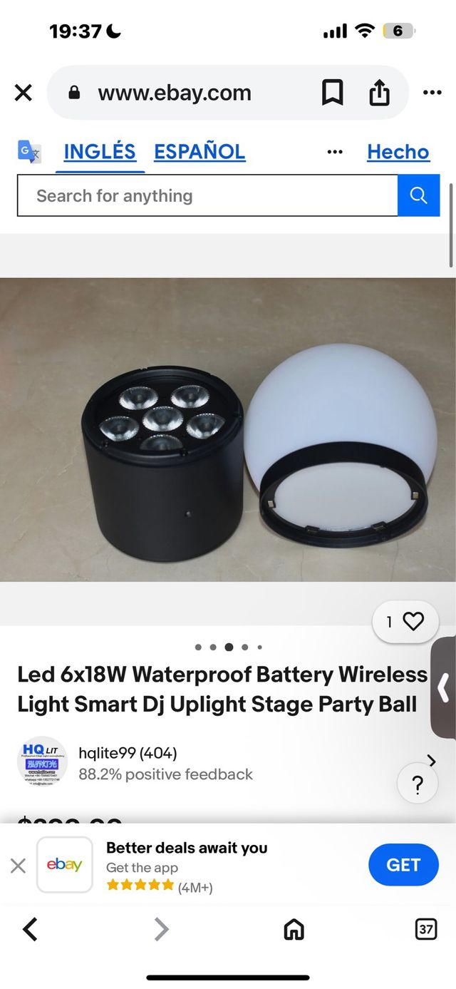 Luz LED 6x18W Inalámbrica Batería DJ