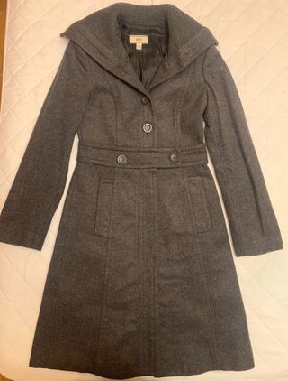 Abrigo paño Mango gris oscuro