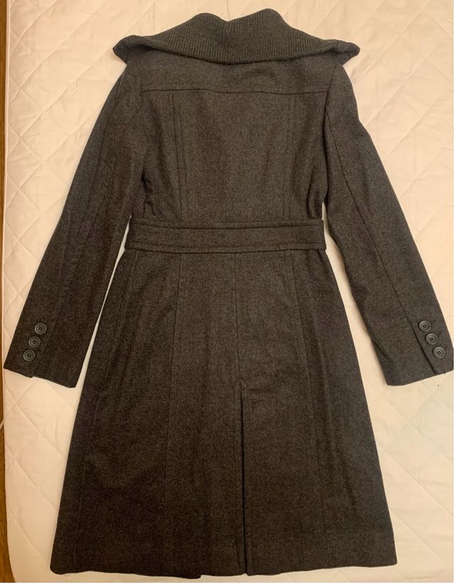 Abrigo paño Mango gris oscuro