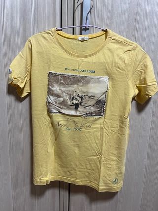 Camiseta amarilla niño con estampado surf talla 14