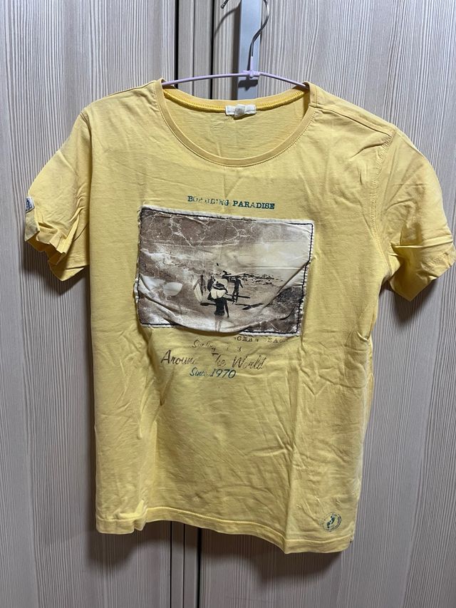 Camiseta amarilla niño con estampado surf talla 14