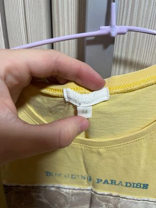 Camiseta amarilla niño con estampado surf talla 14