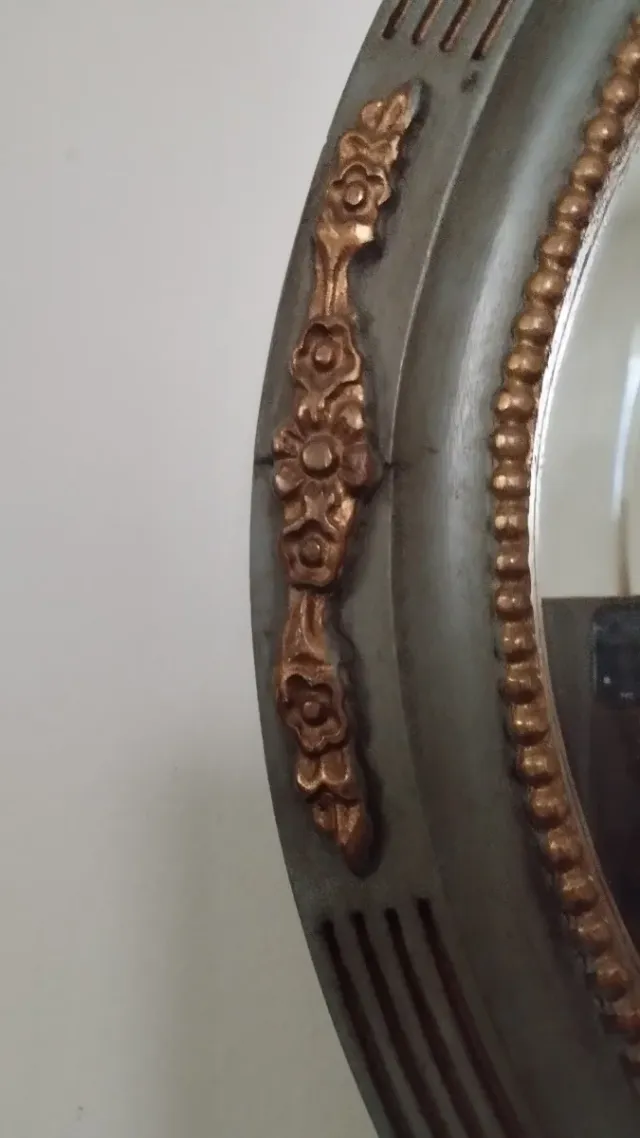 Specchiera Ovale Decorata Oro Azzurro/Verde