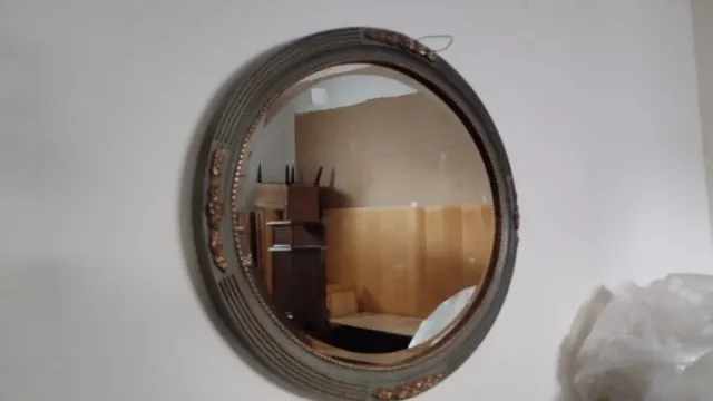 Specchiera Ovale Decorata Oro Azzurro/Verde