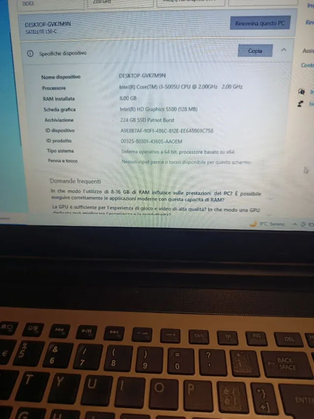 Toshiba Satellite PC Portatile