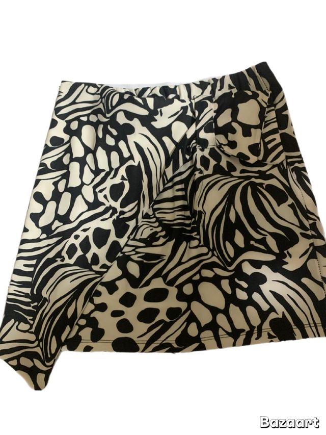 Gonna fantasia beige e nero