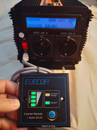 Inversor Edecoa 12V 1000W/2000W con display.